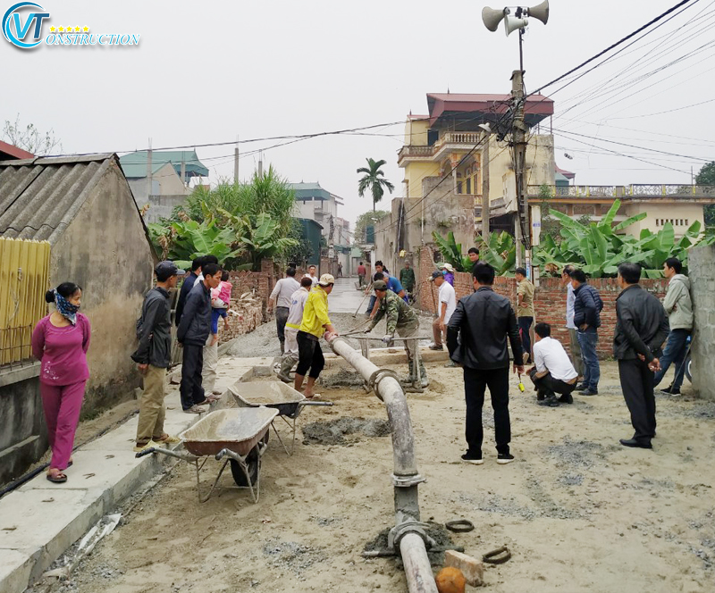 Thi công đường giao thông xã Chỉ Đạo Văn Lâm Hưng Yên