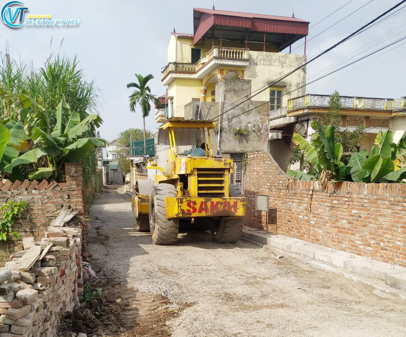 Thi công đường giao thông xã Chỉ Đạo Văn Lâm Hưng Yên