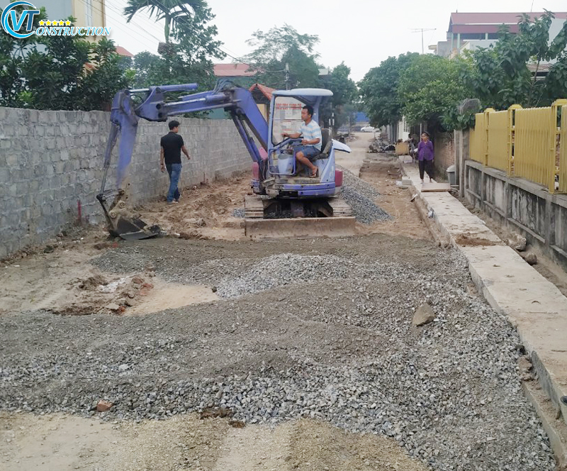 Thi công đường giao thông xã Chỉ Đạo Văn Lâm Hưng Yên