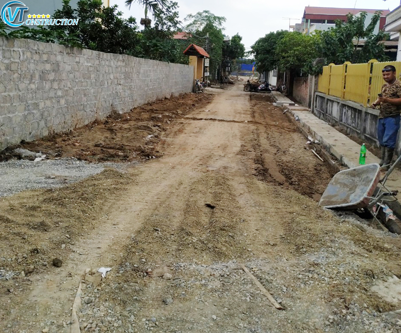 Thi công đường giao thông xã Chỉ Đạo Văn Lâm Hưng Yên