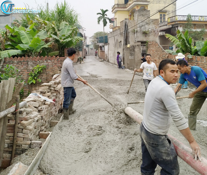 Thi công đường giao thông xã Chỉ Đạo Văn Lâm Hưng Yên