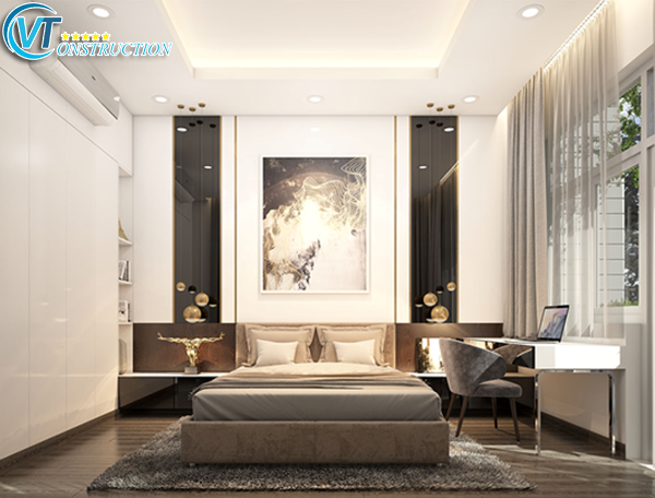 Phòng ngủ Master được chăm chút để tạo nên không gian lãng mạn