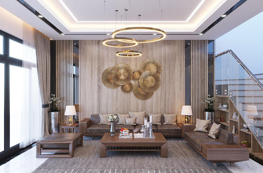 Không gian nội thất phòng khách cho căn hộ biệt thự hiện đại