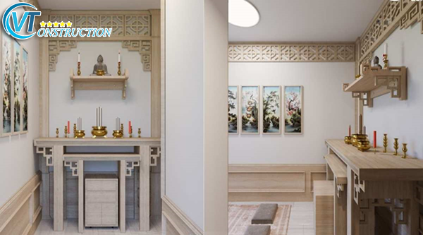  Nội thất phòng thờ được thiết kế hài hòa, mang đến sự trang trọng cho không gian căn phòng