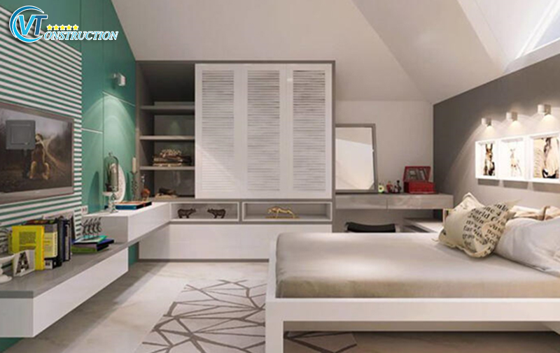 Nội thất phòng ngủ vô cùng đầy đủ và tiện nghi