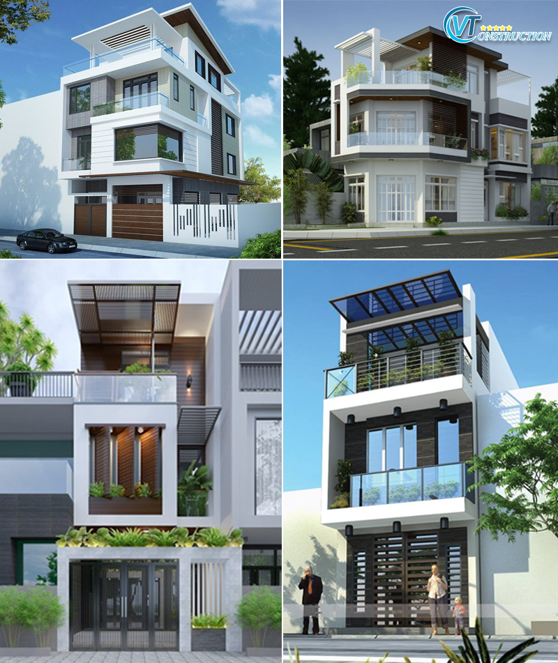 Mẫu nhà phố mặt tiền có tầng tum