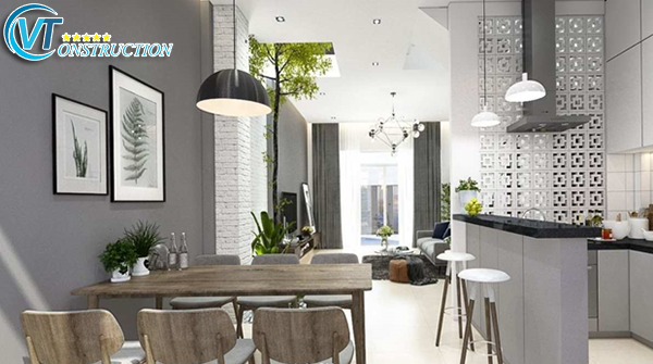 Tổng thể thiết kế nội thất bên trong nhà phố 1 trệt 1 lầu