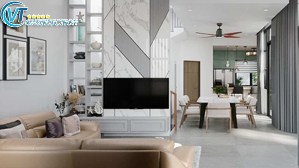 Tủ kệ được thiết kế đa năng giúp căn phòng thêm phần sống động